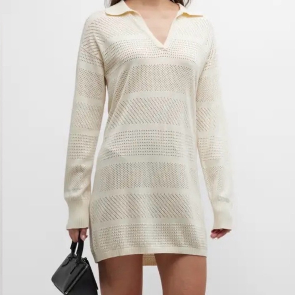 Monrow pink crochet polo dress/cover up xs